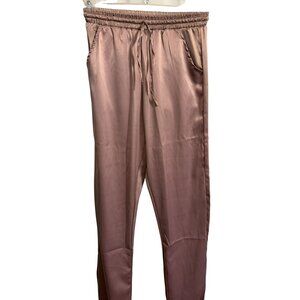 Fashion Nova Womens Satin Strapless Top & Drawstring Joggers Set Size S Rose Gol